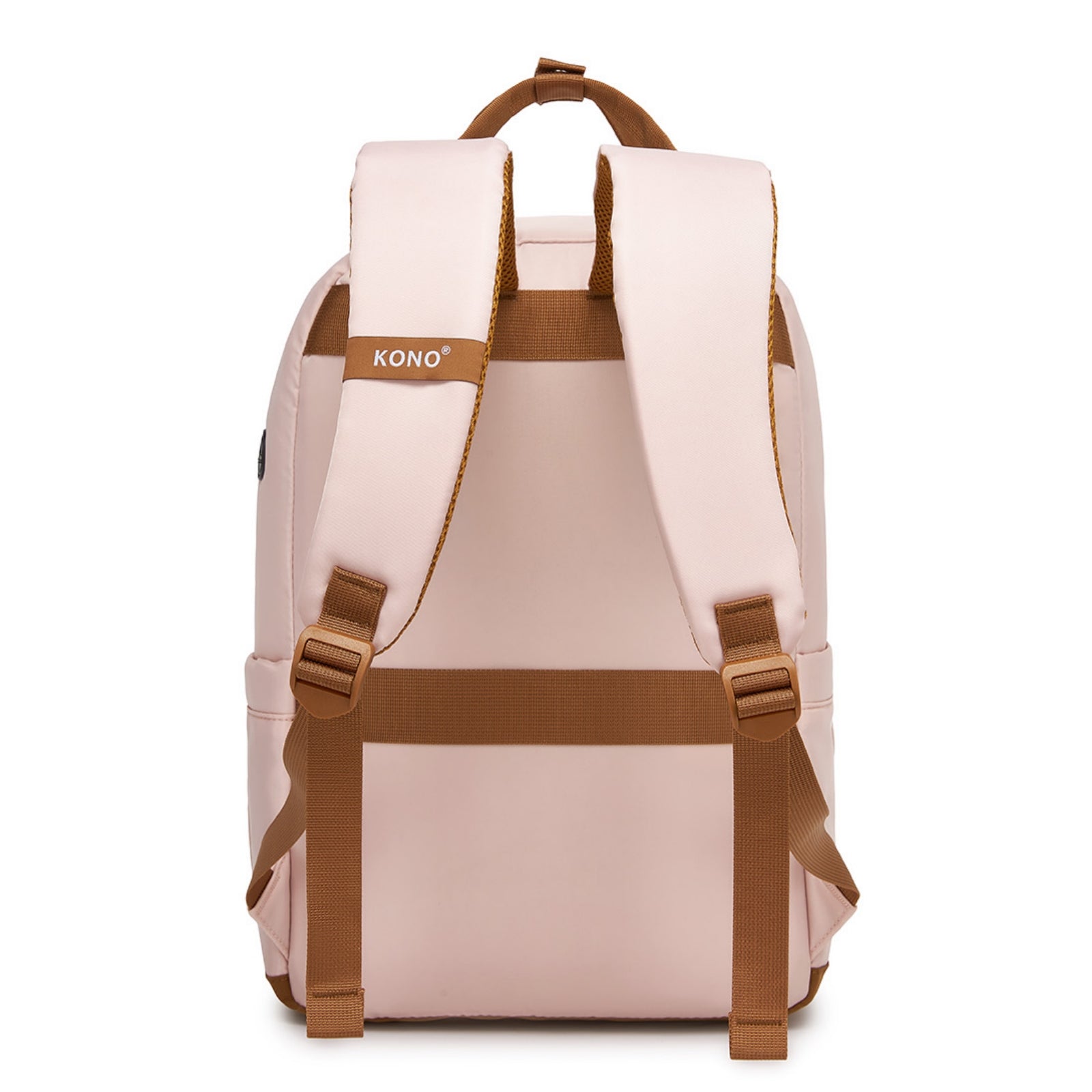 Kono Casual Contemporary Laptop Backpack - Pink and Brown - product view 3