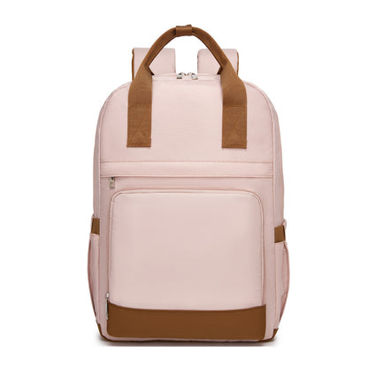 Kono Casual Contemporary Laptop Backpack - Pink and Brown - product view 2