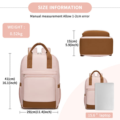 Kono Casual Contemporary Laptop Backpack - Pink and Brown - product view 6