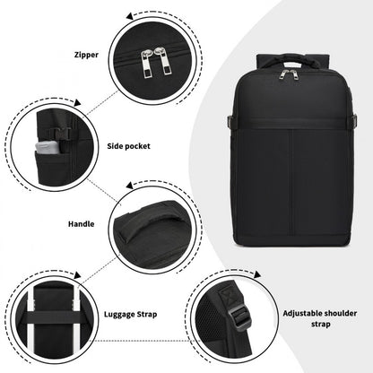 Kono Urban Smart 15L Carry-On Backpack - Black