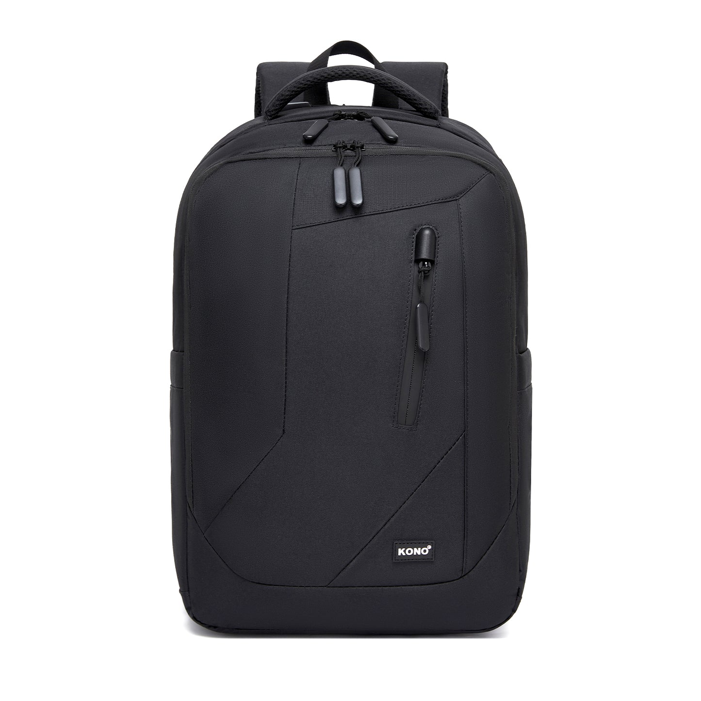 Kono Laptop Backpack with 15.6" Laptop Compartment, Stylish Commuter Bag with Reflective Straps (BPK2519) - Black