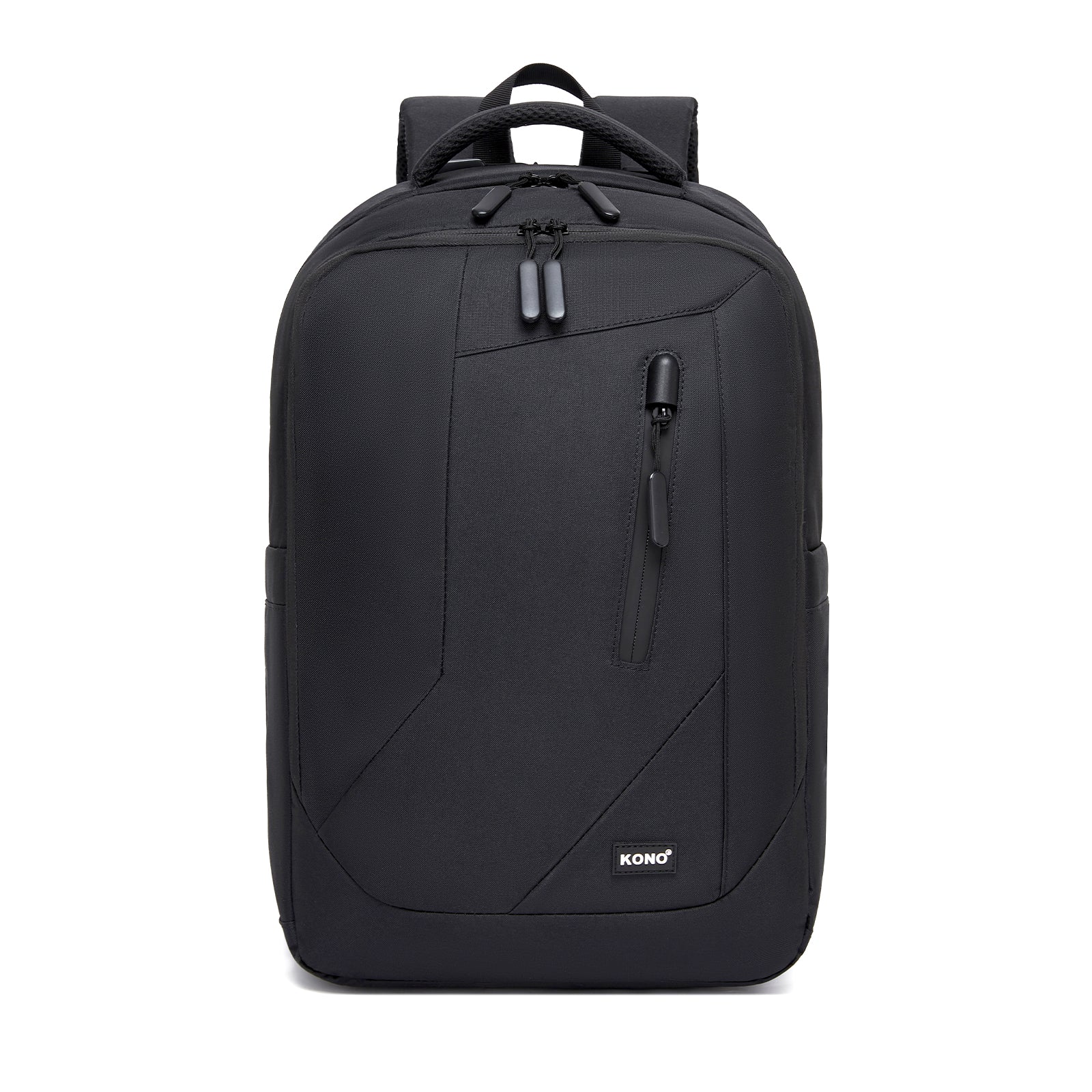 Kono Laptop Backpack with 15.6" Laptop Compartment, Stylish Commuter Bag with Reflective Straps (BPK2519) - Black