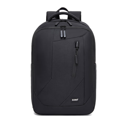 Kono Laptop Backpack with 15.6" Laptop Compartment, Stylish Commuter Bag with Reflective Straps (BPK2519) - Black