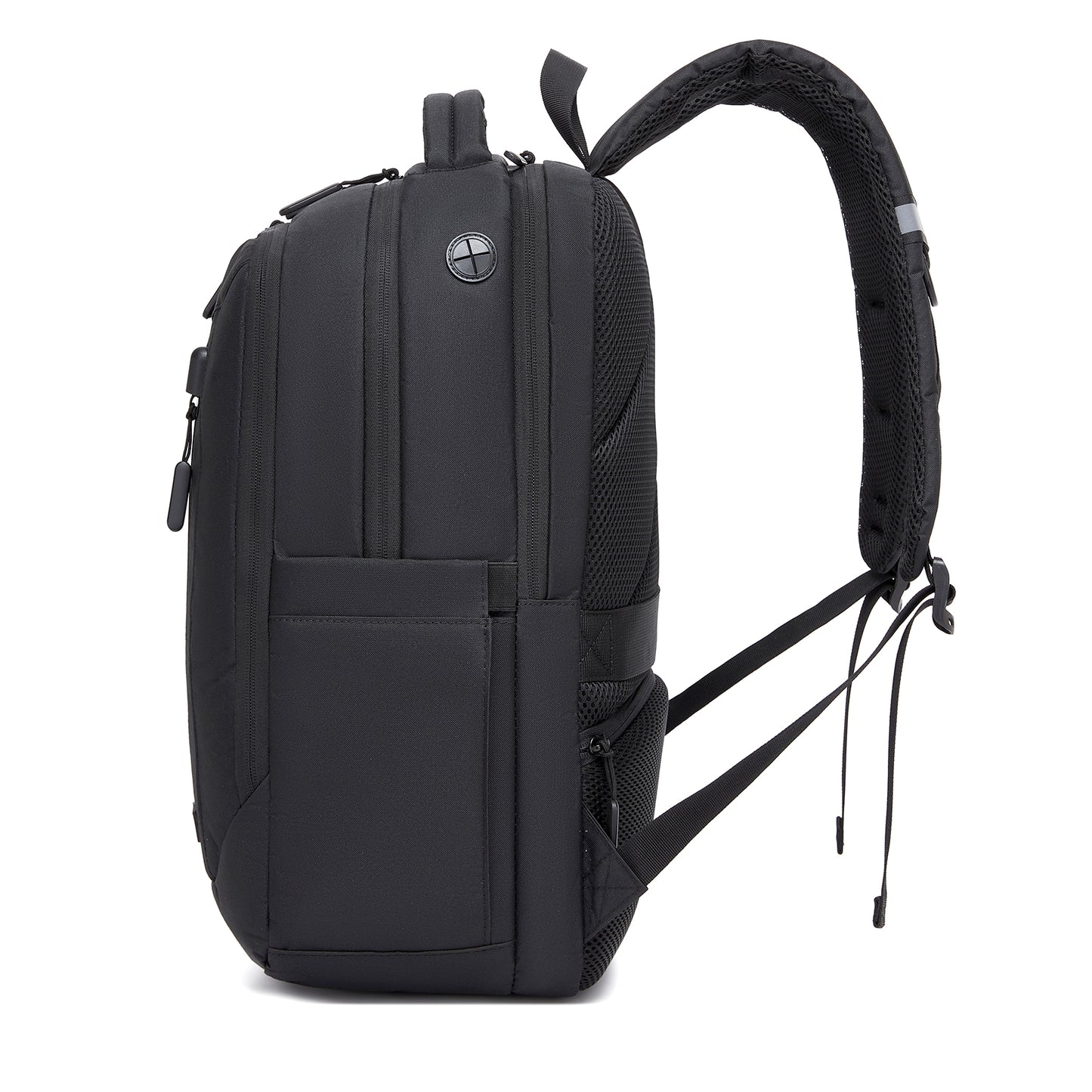 Kono Laptop Backpack with 15.6" Laptop Compartment, Stylish Commuter Bag with Reflective Straps (BPK2519) - Black