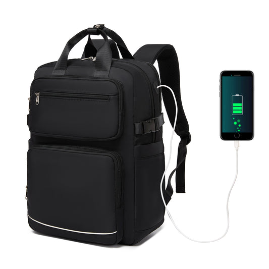 Kono Reflective Laptop Travel Backpack - Black