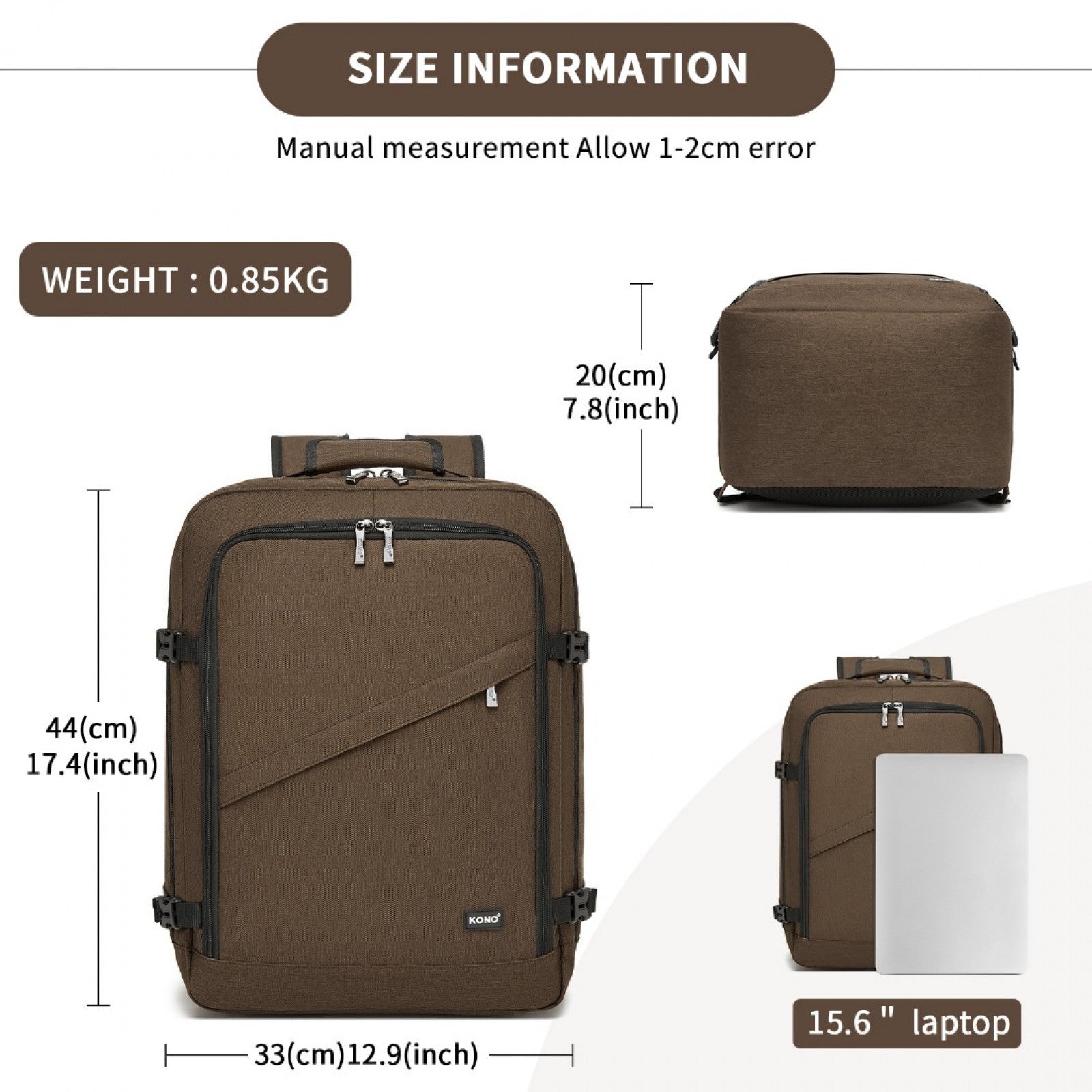 Kono medium brown travel backpack product view