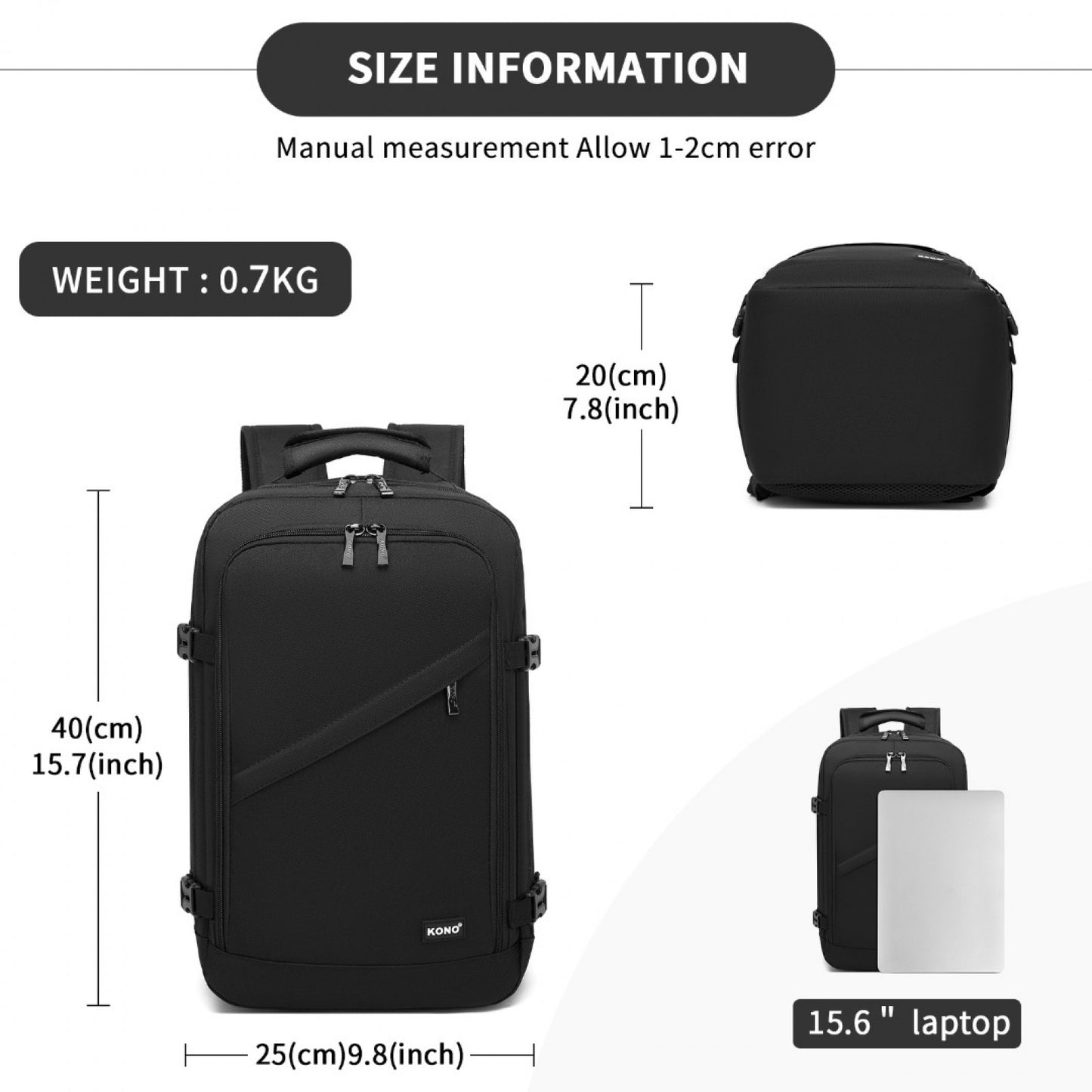 Kono black cabin backpack product view