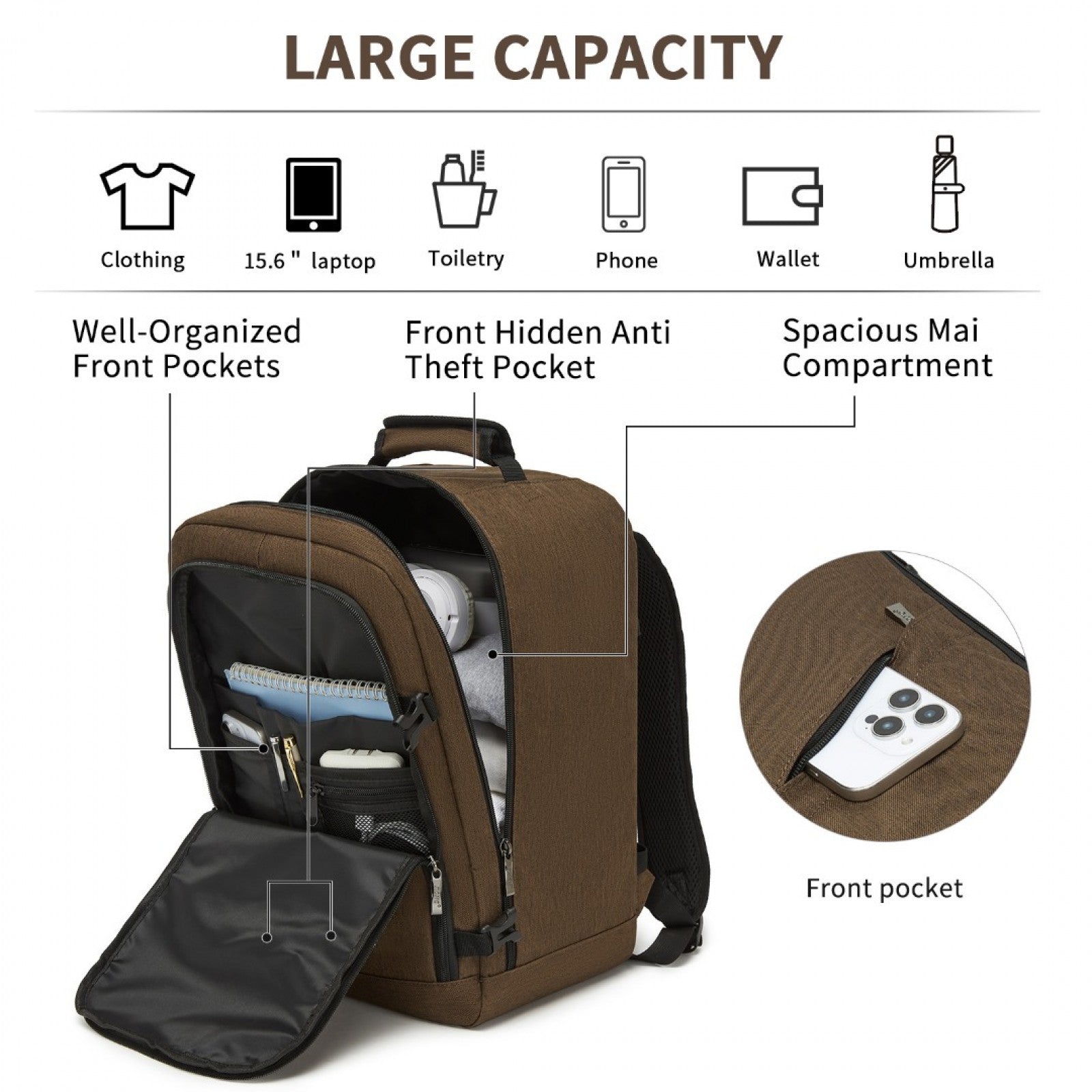 Kono brown cabin backpack product view