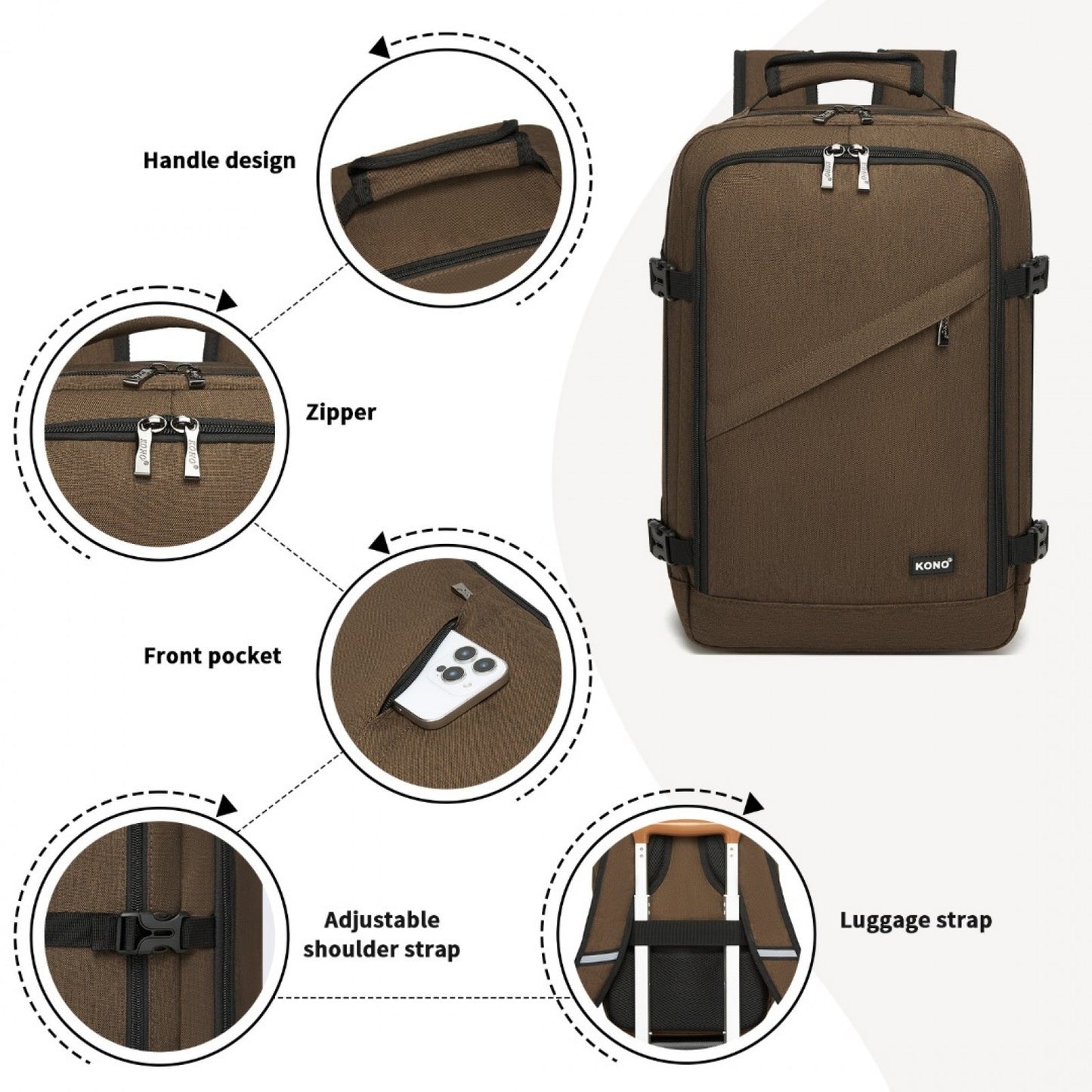 Kono brown cabin backpack product view