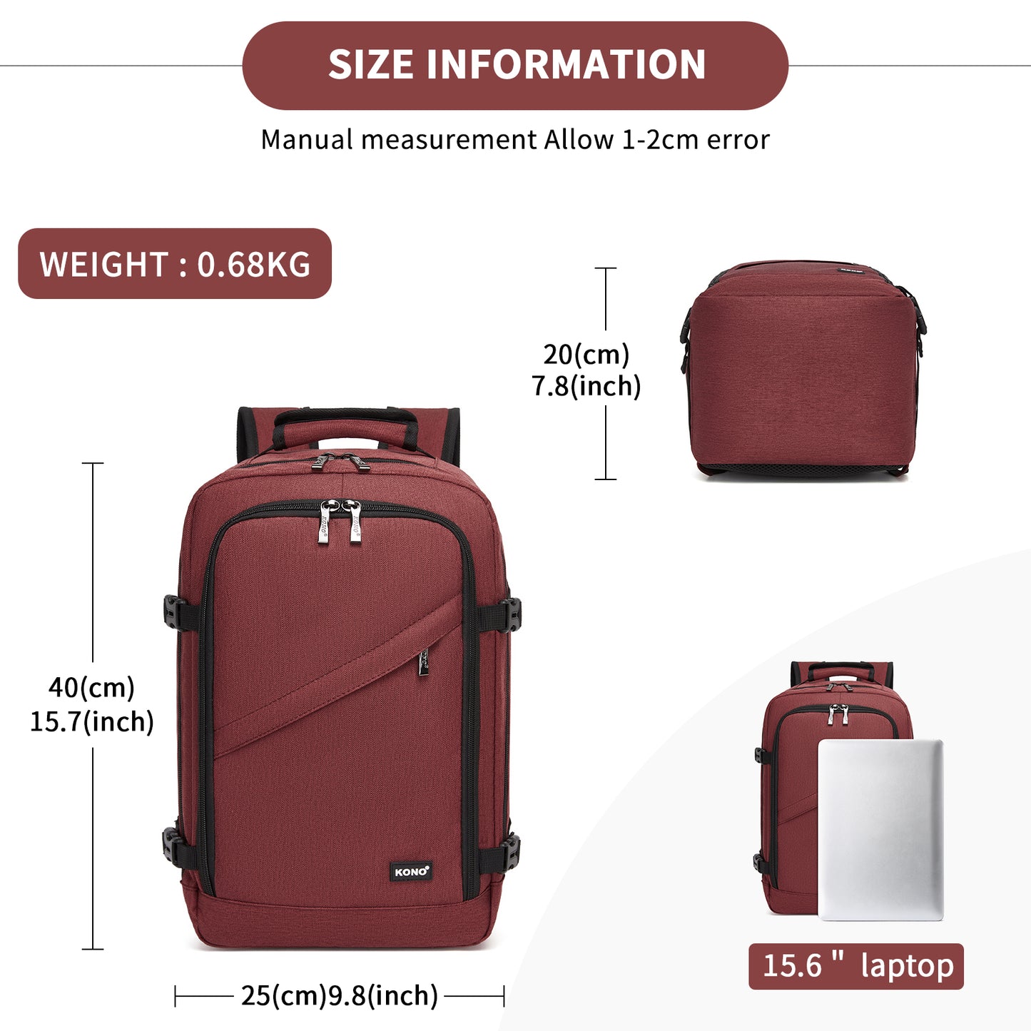 Kono burgundy cabin backpack product view