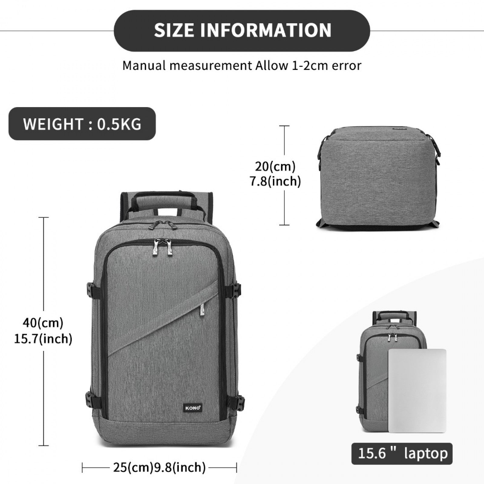 Kono grey cabin backpack product view
