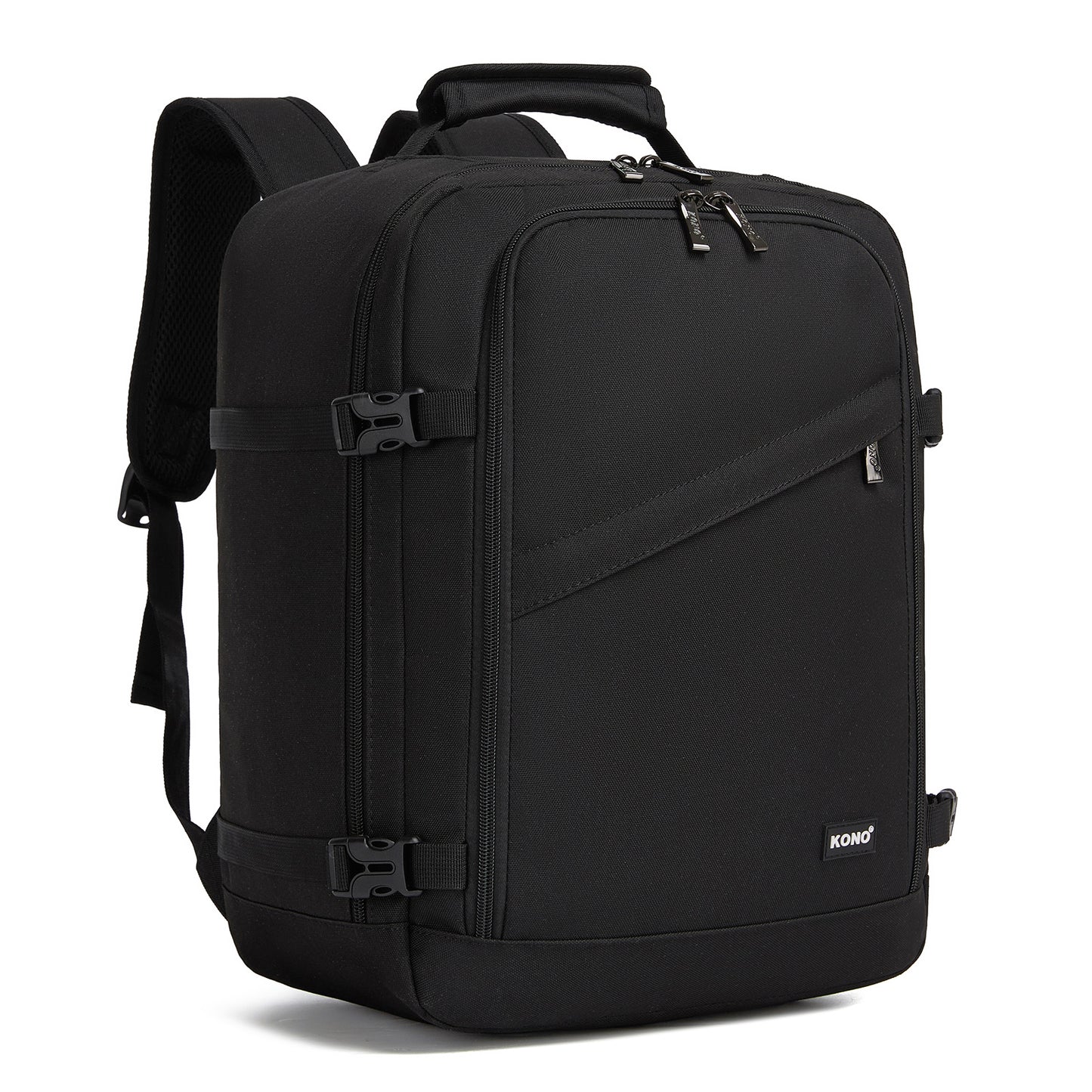 Kono Flexible Cabin Backpack 30×20×40-Fits 15.6" Laptop, Clamshell Access-Great for Holidays, Work Trips & Commuting (BPK2551) - Black
