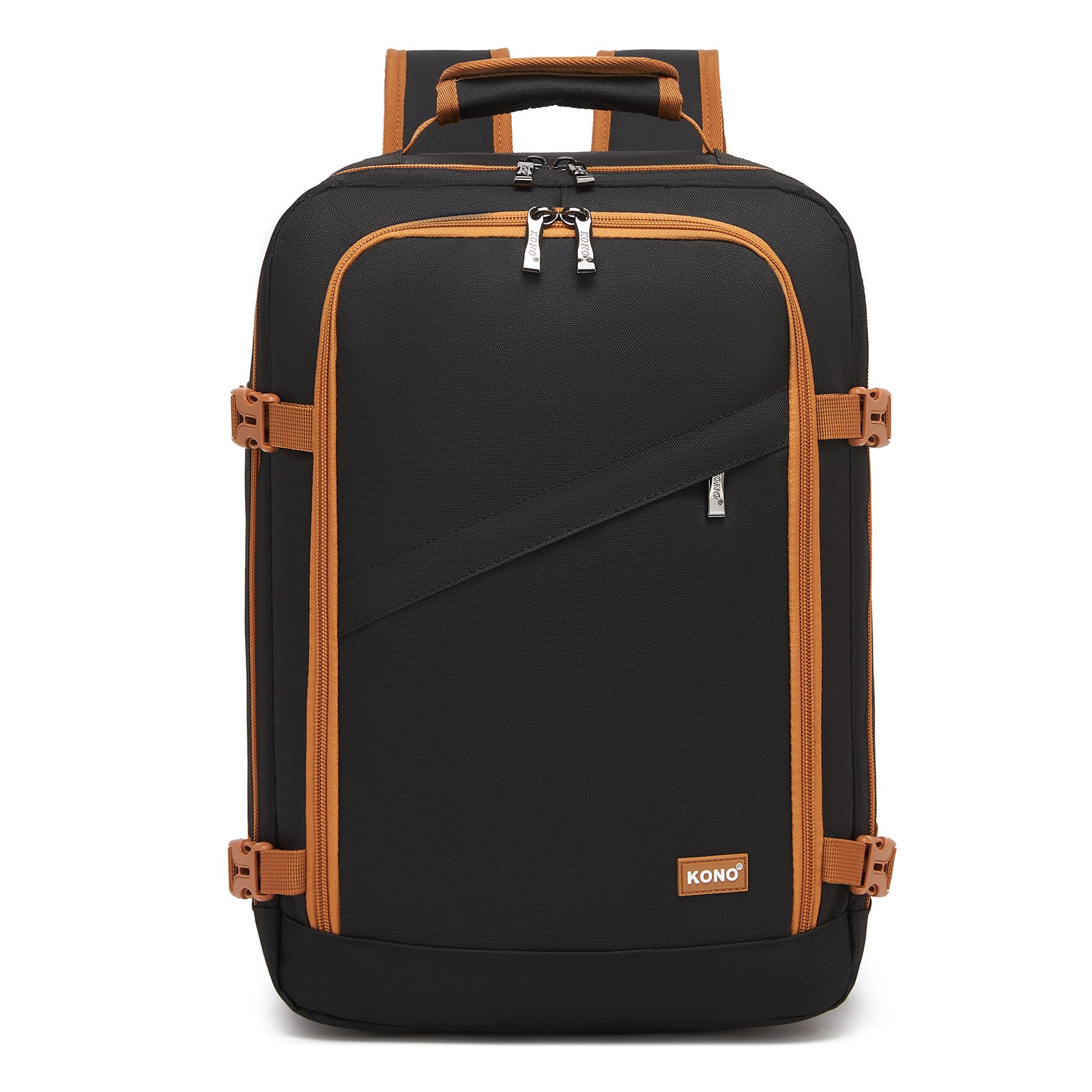 Kono Flexible Cabin Backpack 30×20×40-Fits 15.6" Laptop, Clamshell Access-Great for Holidays, Work Trips & Commuting (BPK2551) - Black & Brown