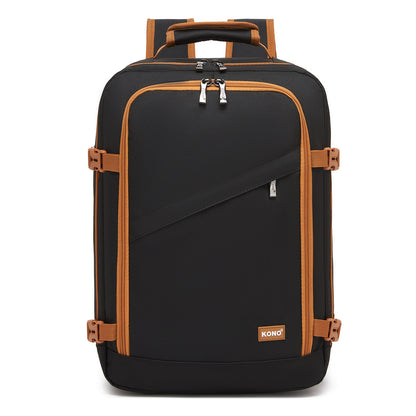 Kono Flexible Cabin Backpack 30×20×40-Fits 15.6" Laptop, Clamshell Access-Great for Holidays, Work Trips & Commuting (BPK2551) - Black & Brown