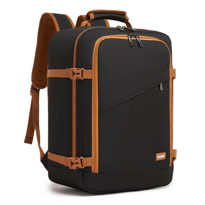 Kono Flexible Cabin Backpack 30×20×40-Fits 15.6" Laptop, Clamshell Access-Great for Holidays, Work Trips & Commuting (BPK2551) - Black & Brown