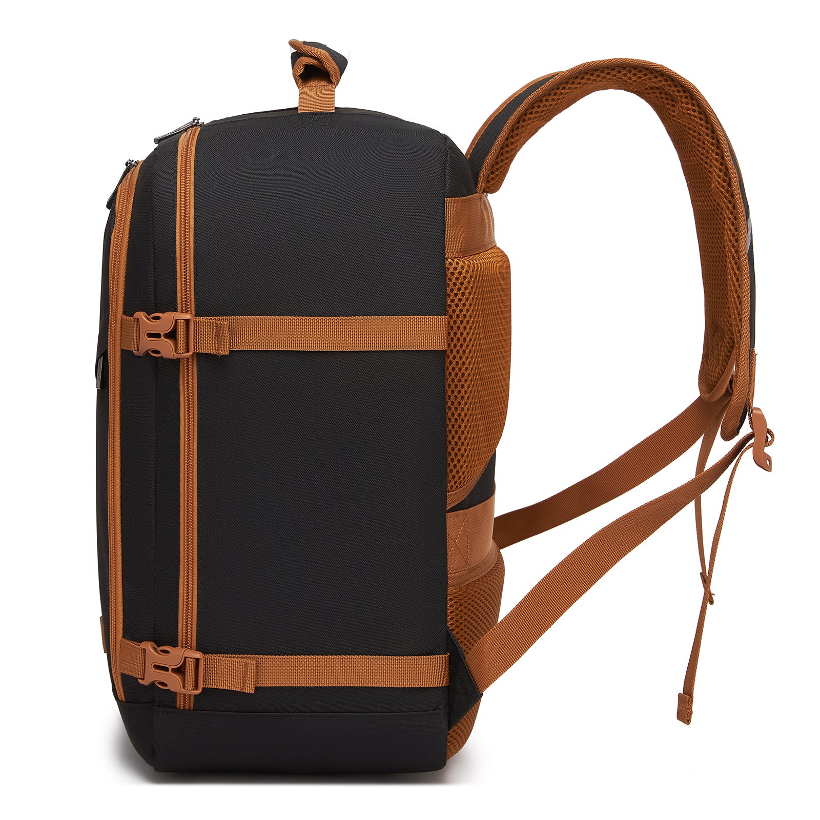 Kono Flexible Cabin Backpack 30×20×40-Fits 15.6" Laptop, Clamshell Access-Great for Holidays, Work Trips & Commuting (BPK2551) - Black & Brown