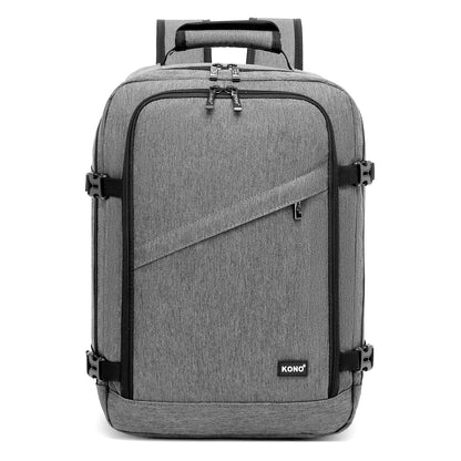 Kono Flexible Cabin Backpack 30×20×40-Fits 15.6" Laptop, Clamshell Access-Great for Holidays, Work Trips & Commuting (BPK2551) - Grey