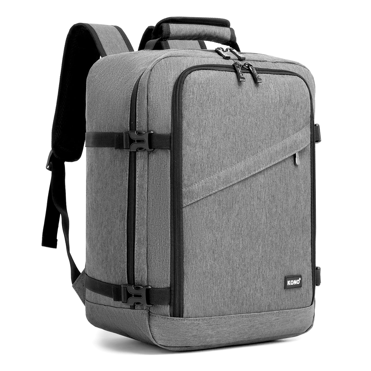 Kono Flexible Cabin Backpack 30×20×40-Fits 15.6" Laptop, Clamshell Access-Great for Holidays, Work Trips & Commuting (BPK2551) - Grey
