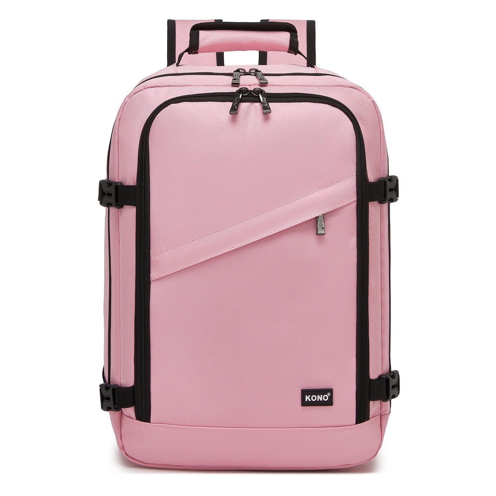 Kono Flexible Cabin Backpack 30×20×40-Fits 15.6" Laptop, Clamshell Access-Great for Holidays, Work Trips & Commuting (BPK2551) - Pink