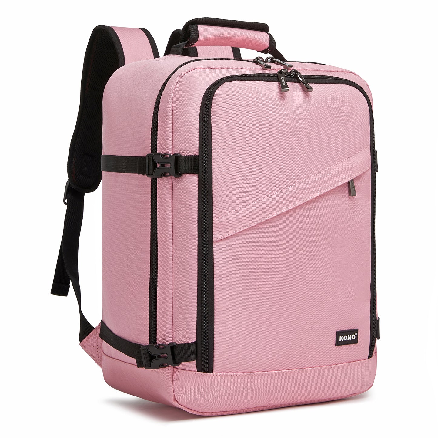 Kono Flexible Cabin Backpack 30×20×40-Fits 15.6" Laptop, Clamshell Access-Great for Holidays, Work Trips & Commuting (BPK2551) - Pink