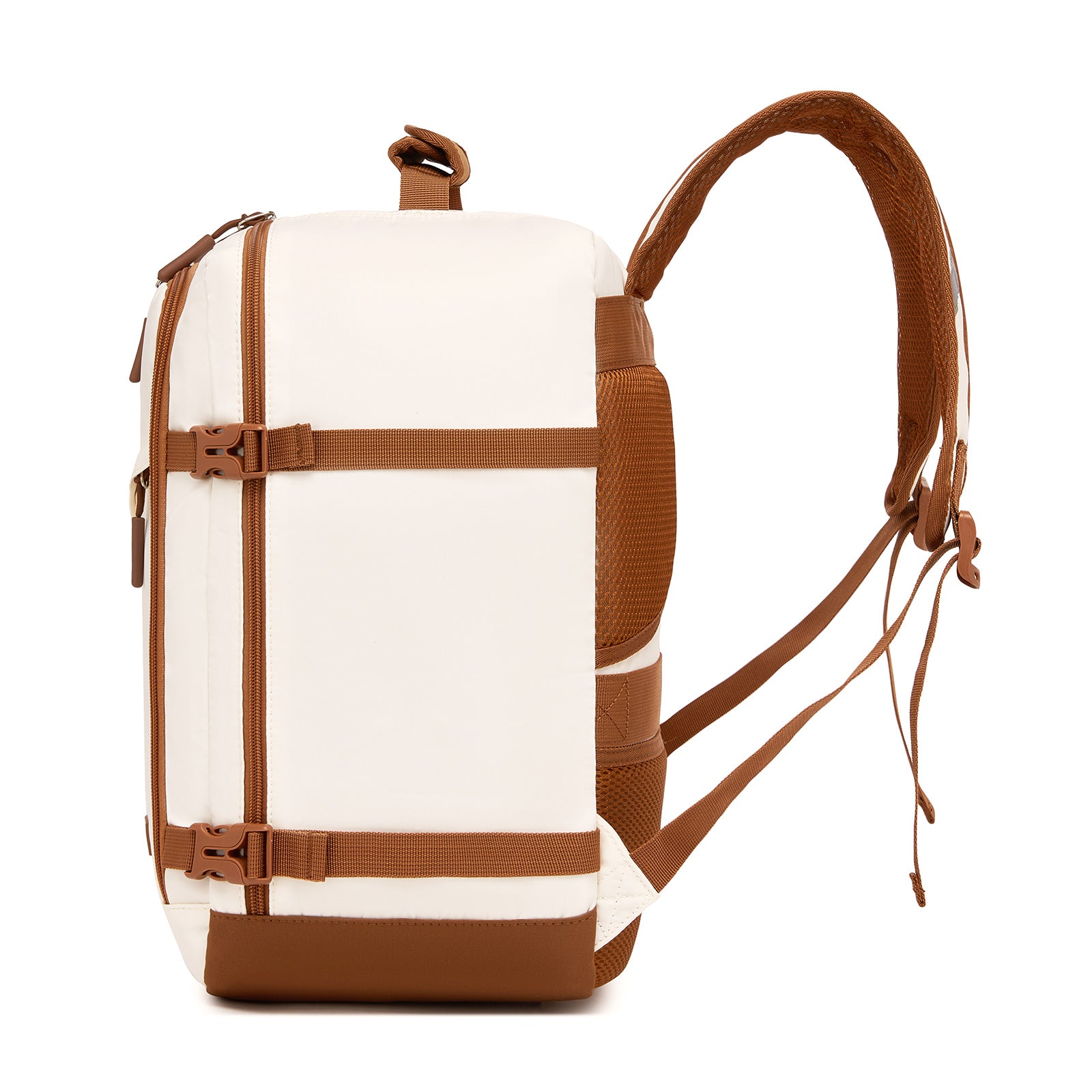 Kono Colour-Block Organised Cabin Backpack 40×30×20 – Spacious, Clamshell, 15.6″ Laptop, Travel & Commute Ready (BPK2565) - Beige & Brown