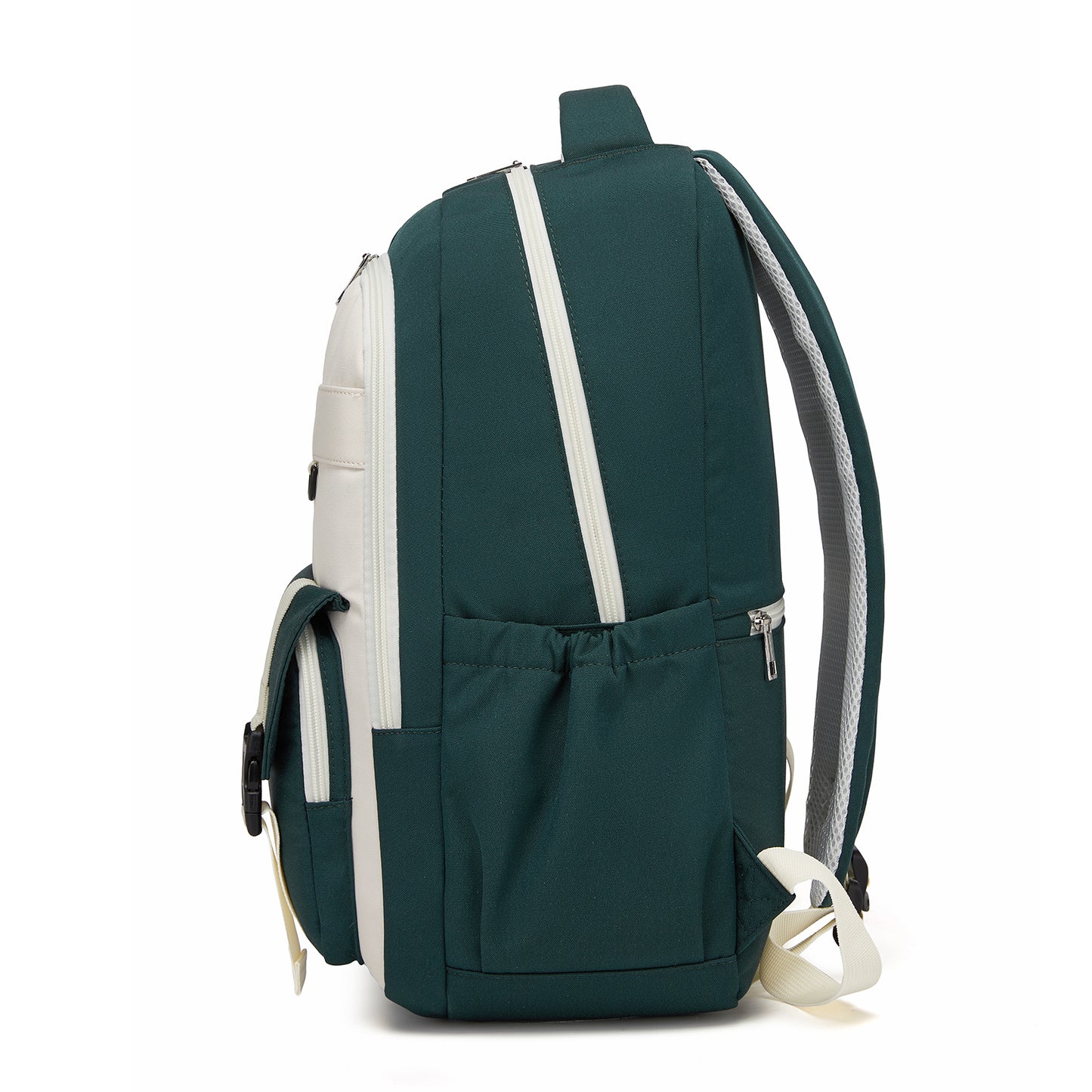 KONO Durable Water-Resistant Kids Backpack with Padded Laptop Sleeve and Multi-Pocket Organization for School (BPK2605) - Green & Beige