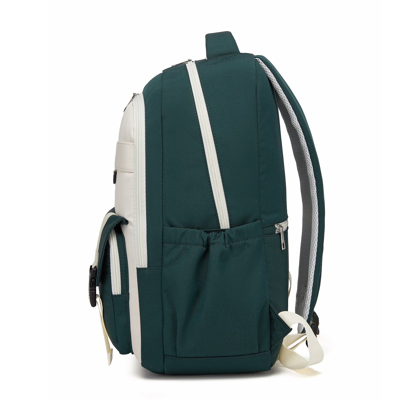 KONO Durable Water-Resistant Kids Backpack with Padded Laptop Sleeve and Multi-Pocket Organization for School (BPK2605) - Green & Beige