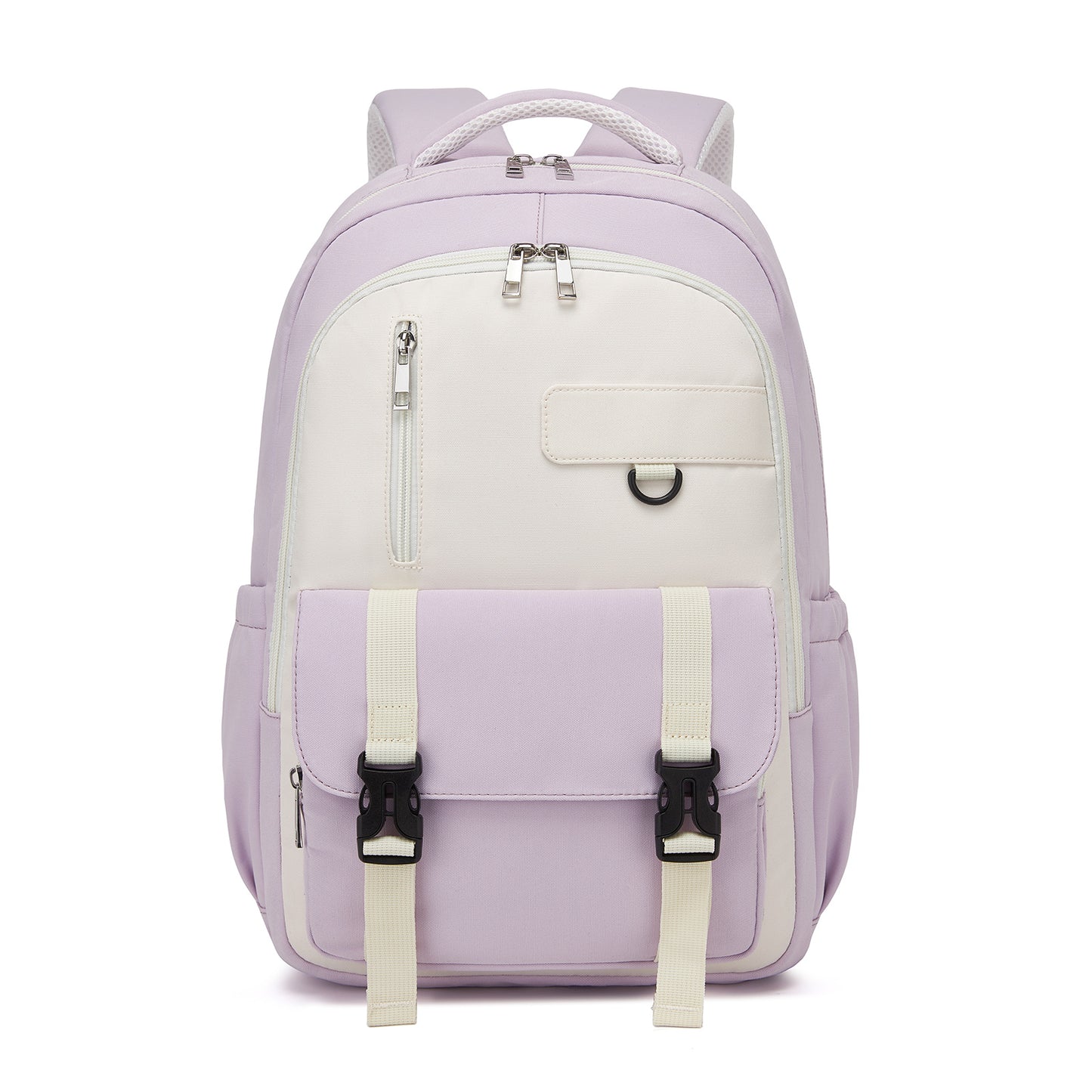 KONO Durable Water-Resistant Kids Backpack with Padded Laptop Sleeve and Multi-Pocket Organization for School (BPK2605) - Purple & Beige