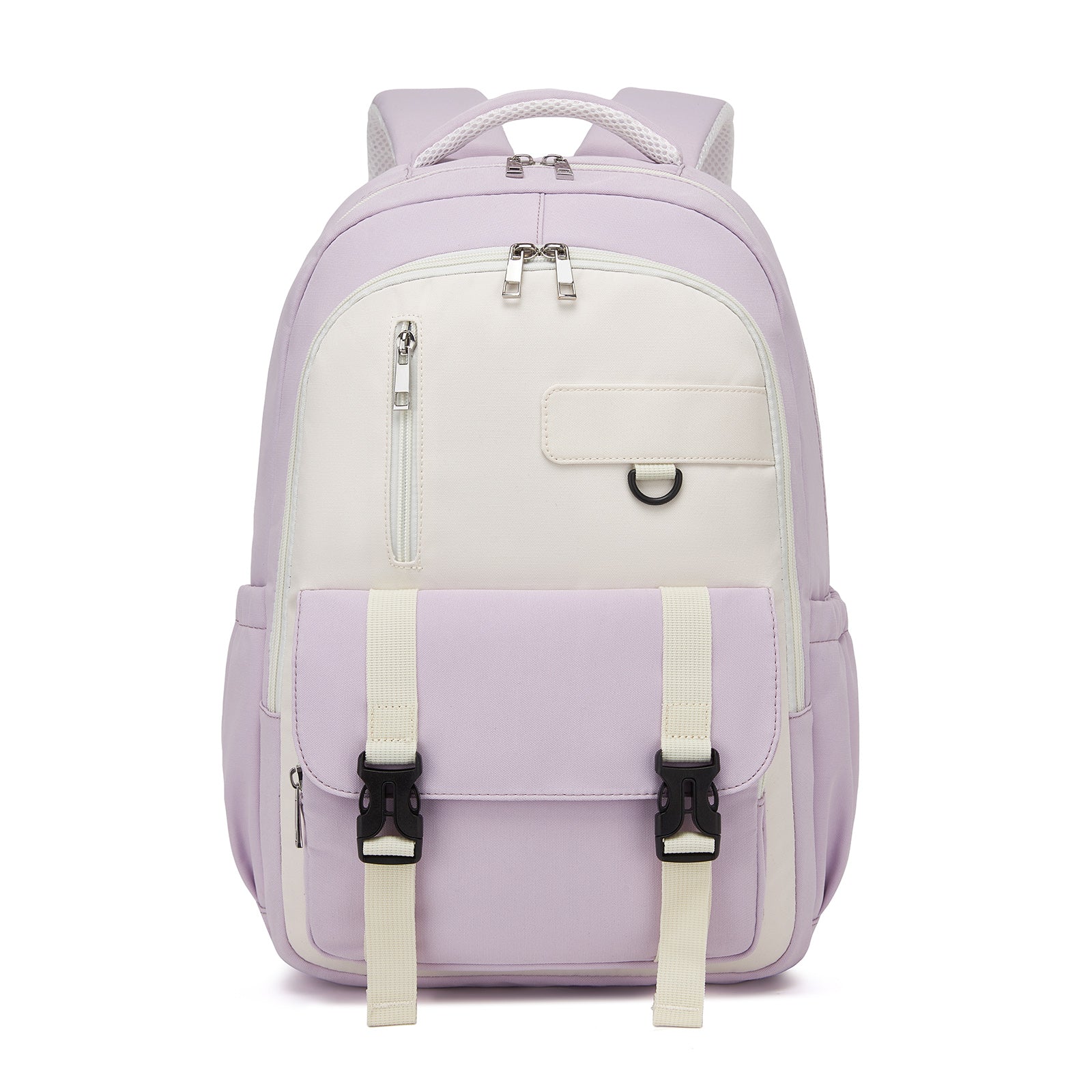 KONO Durable Water-Resistant Kids Backpack with Padded Laptop Sleeve and Multi-Pocket Organization for School (BPK2605) - Purple & Beige