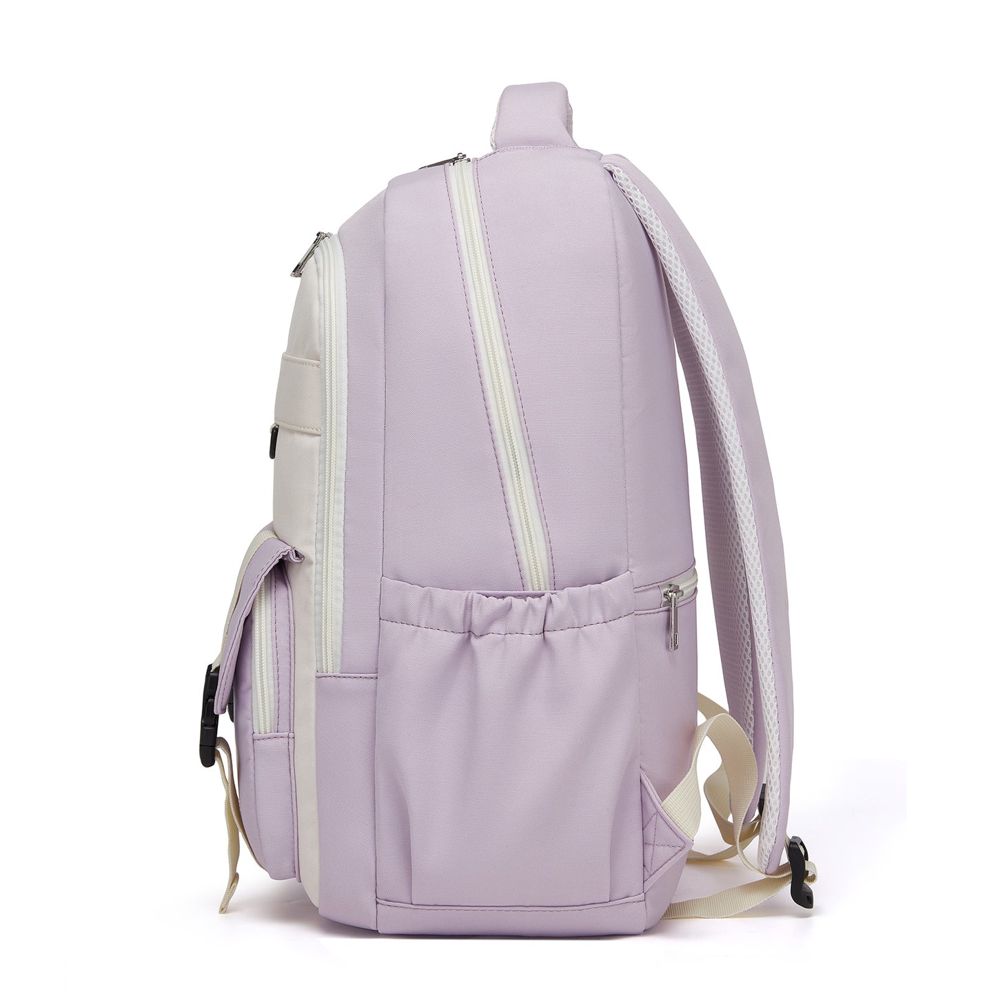 KONO Durable Water-Resistant Kids Backpack with Padded Laptop Sleeve and Multi-Pocket Organization for School (BPK2605) - Purple & Beige