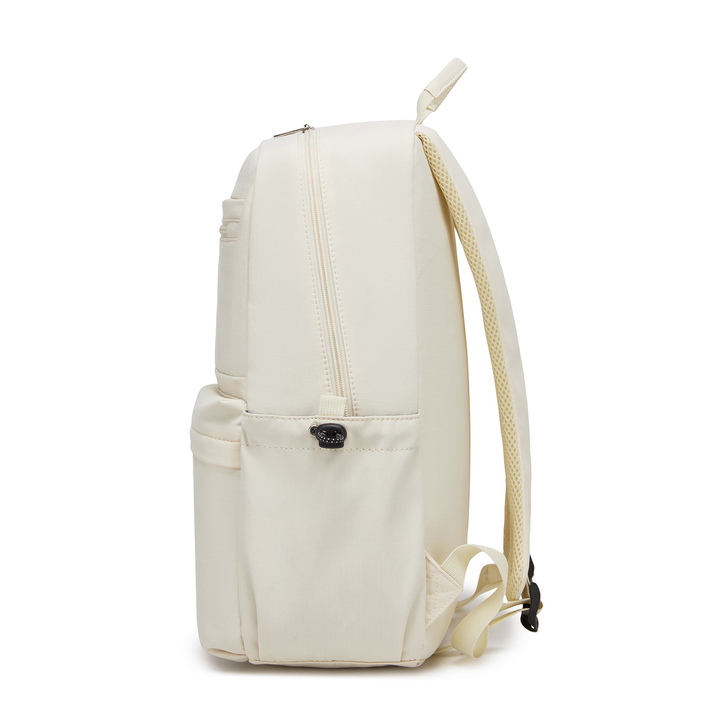 KONO Stylish Solid-Color Casual Backpack for School and Weekend Trips with Multi-Pocket Storage (BPK2606) - Beige