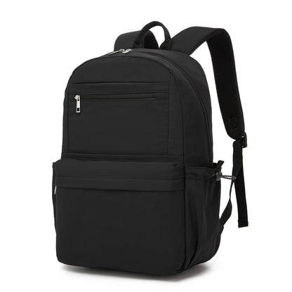 KONO Stylish Solid-Color Casual Backpack for School and Weekend Trips with Multi-Pocket Storage (BPK2606) - Black