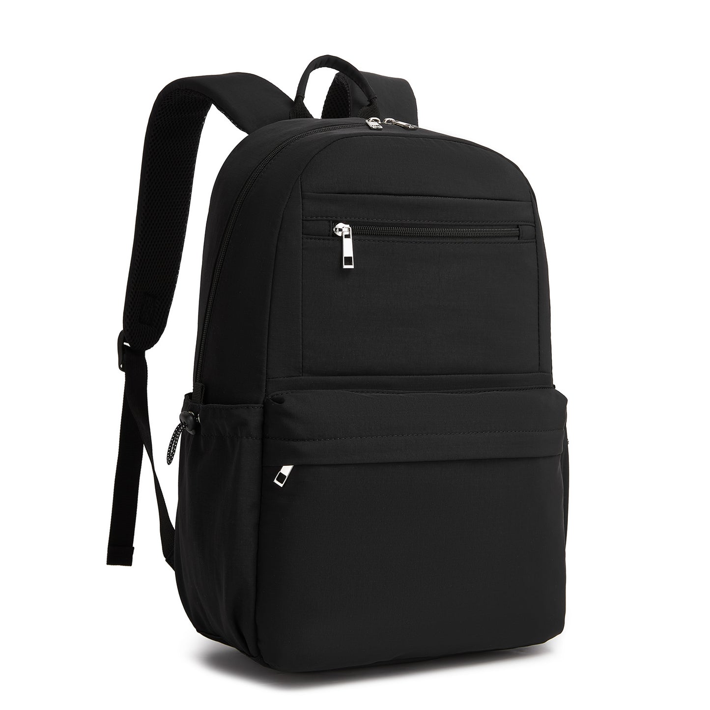 KONO Stylish Solid-Color Casual Backpack for School and Weekend Trips with Multi-Pocket Storage (BPK2606) - Black