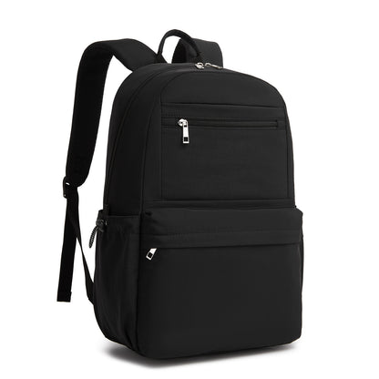 KONO Stylish Solid-Color Casual Backpack for School and Weekend Trips with Multi-Pocket Storage (BPK2606) - Black