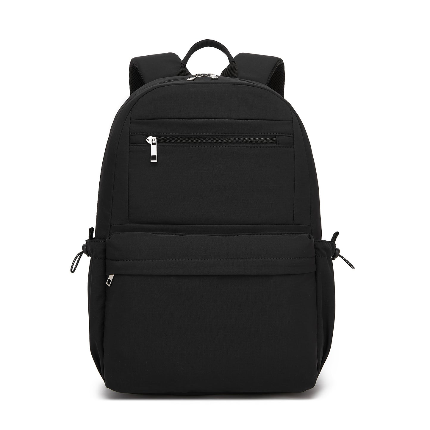 KONO Stylish Solid-Color Casual Backpack for School and Weekend Trips with Multi-Pocket Storage (BPK2606) - Black
