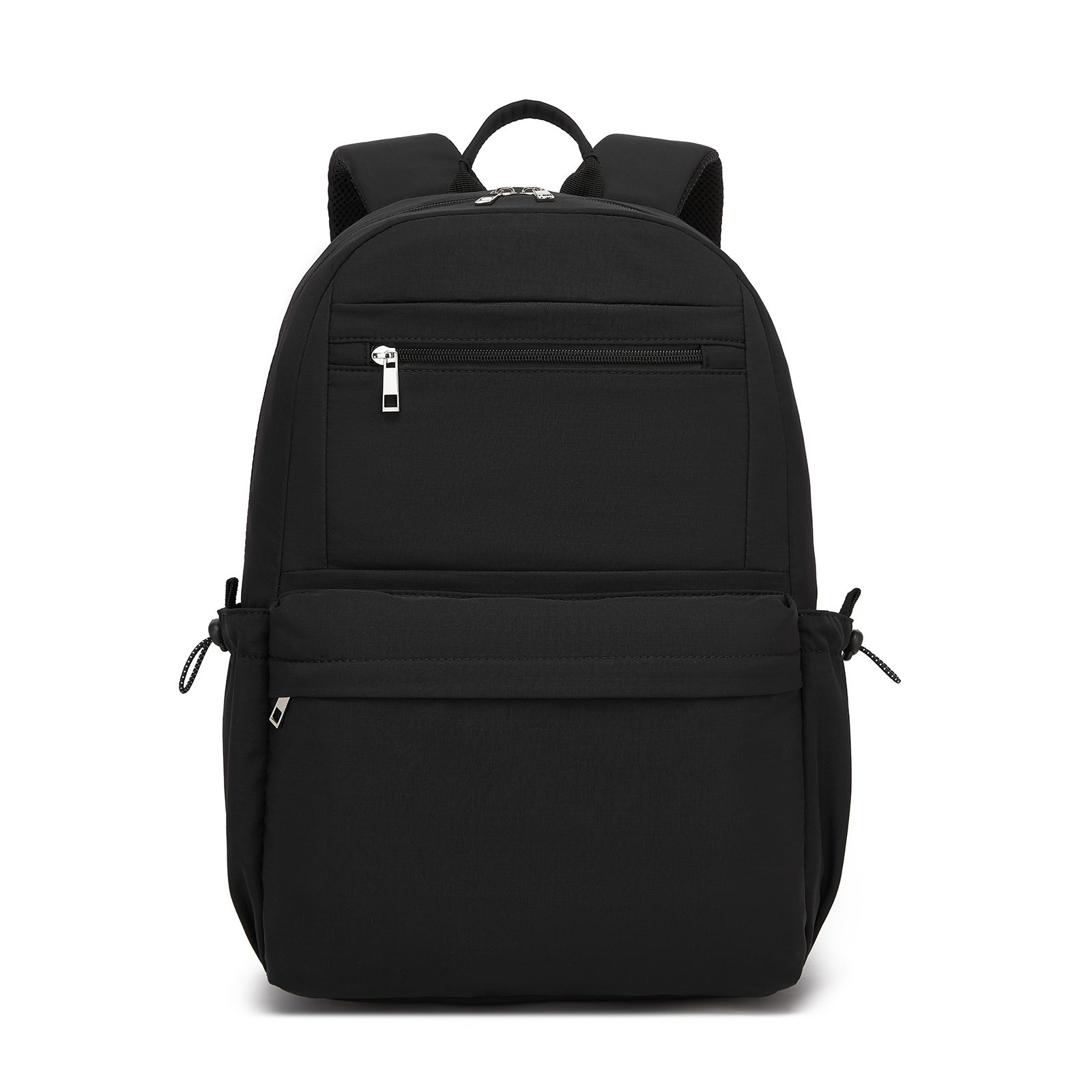 KONO Stylish Solid-Color Casual Backpack for School and Weekend Trips with Multi-Pocket Storage (BPK2606) - Black