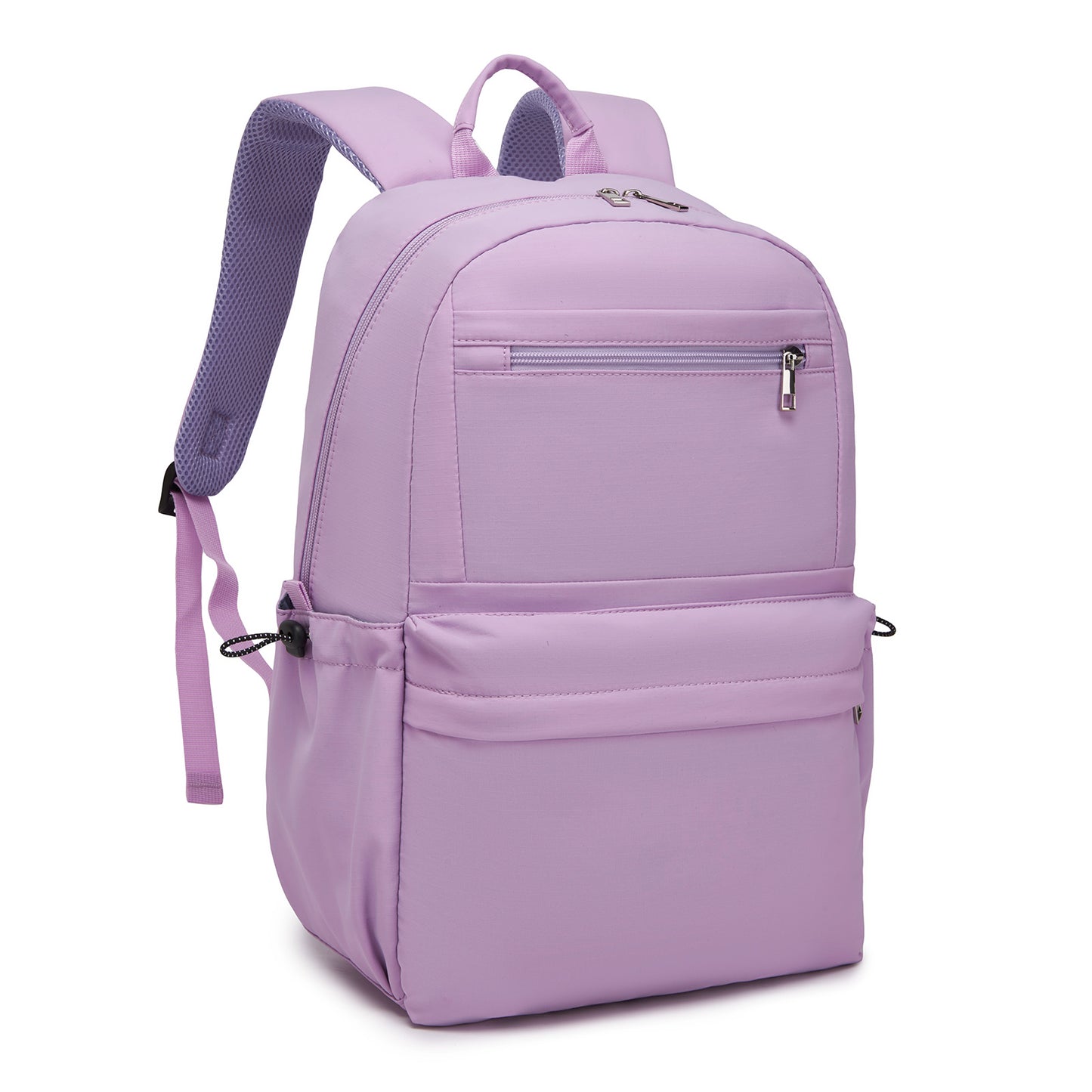 KONO Stylish Solid-Color Casual Backpack for School and Weekend Trips with Multi-Pocket Storage (BPK2606) - Purple