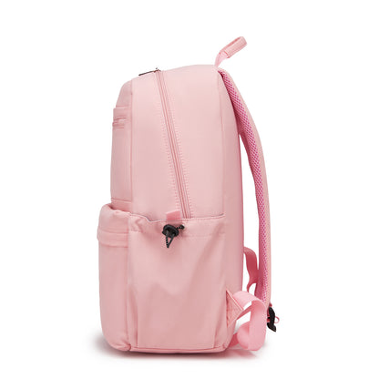 KONO Stylish Solid-Color Casual Backpack for School and Weekend Trips with Multi-Pocket Storage (BPK2606) - Pink