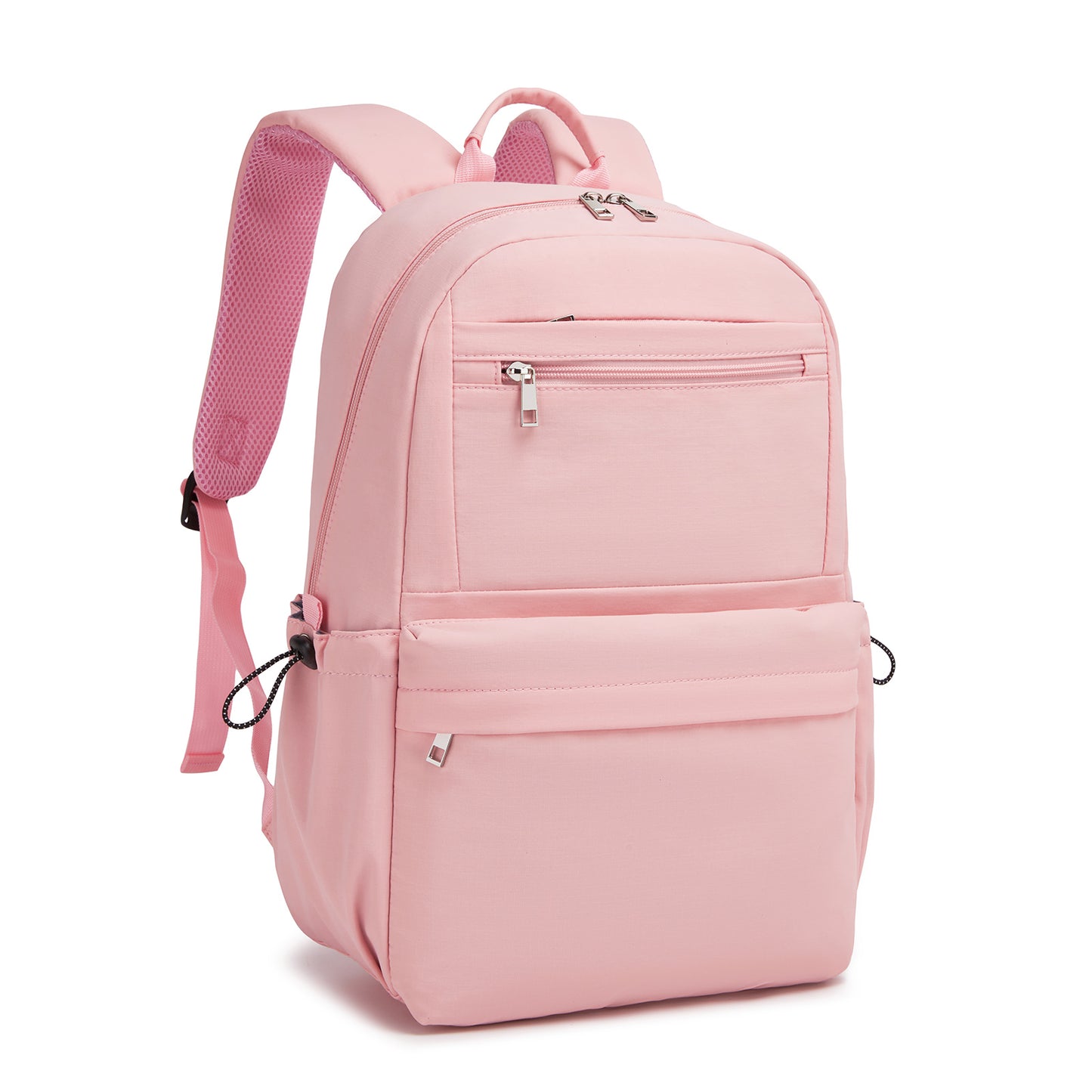 KONO Stylish Solid-Color Casual Backpack for School and Weekend Trips with Multi-Pocket Storage (BPK2606) - Pink