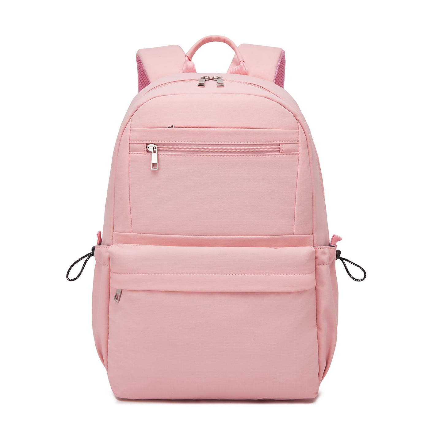 KONO Stylish Solid-Color Casual Backpack for School and Weekend Trips with Multi-Pocket Storage (BPK2606) - Pink