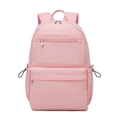 KONO Stylish Solid-Color Casual Backpack for School and Weekend Trips with Multi-Pocket Storage (BPK2606) - Pink