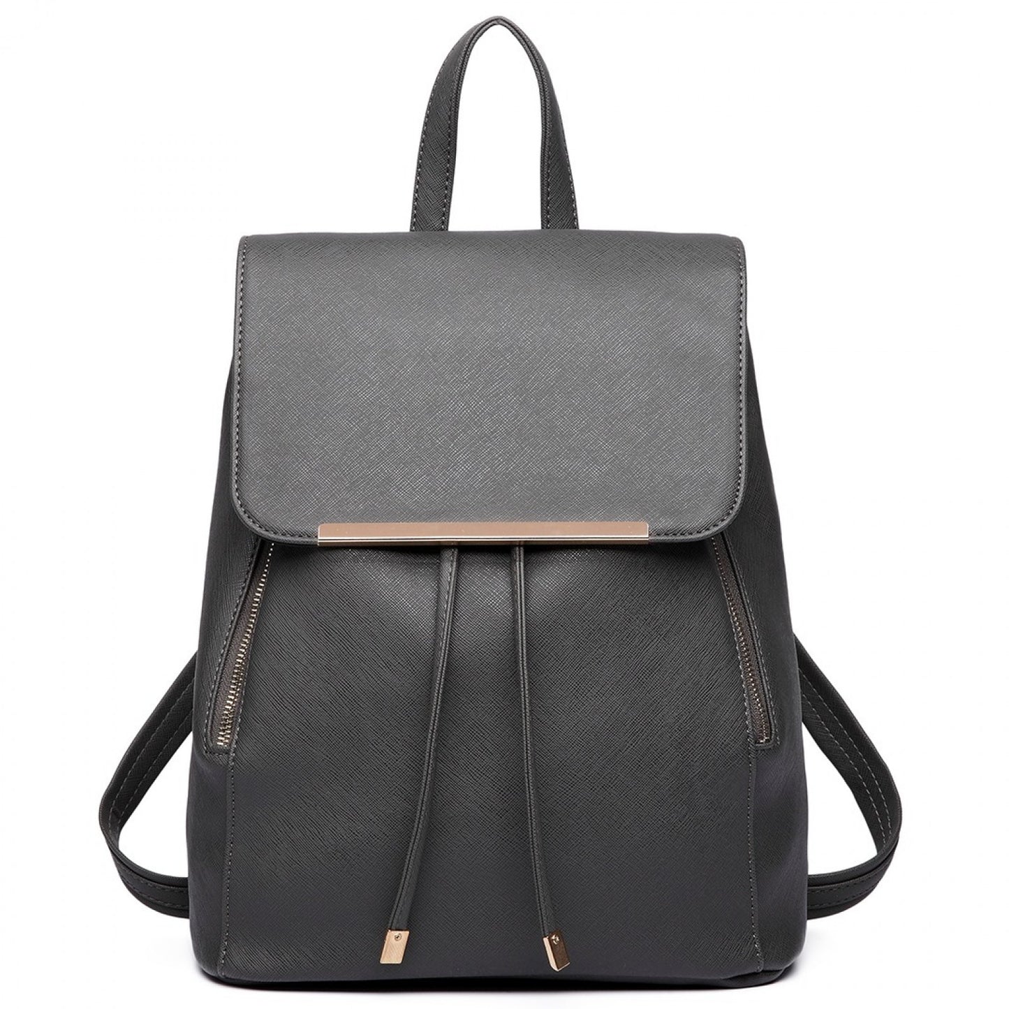 Miss Lulu Stylish Faux Leather Backpack Secure Daypack with Magnetic Snap Closure Fashionable PU Leather Travel Bag (BPM2427) - Black