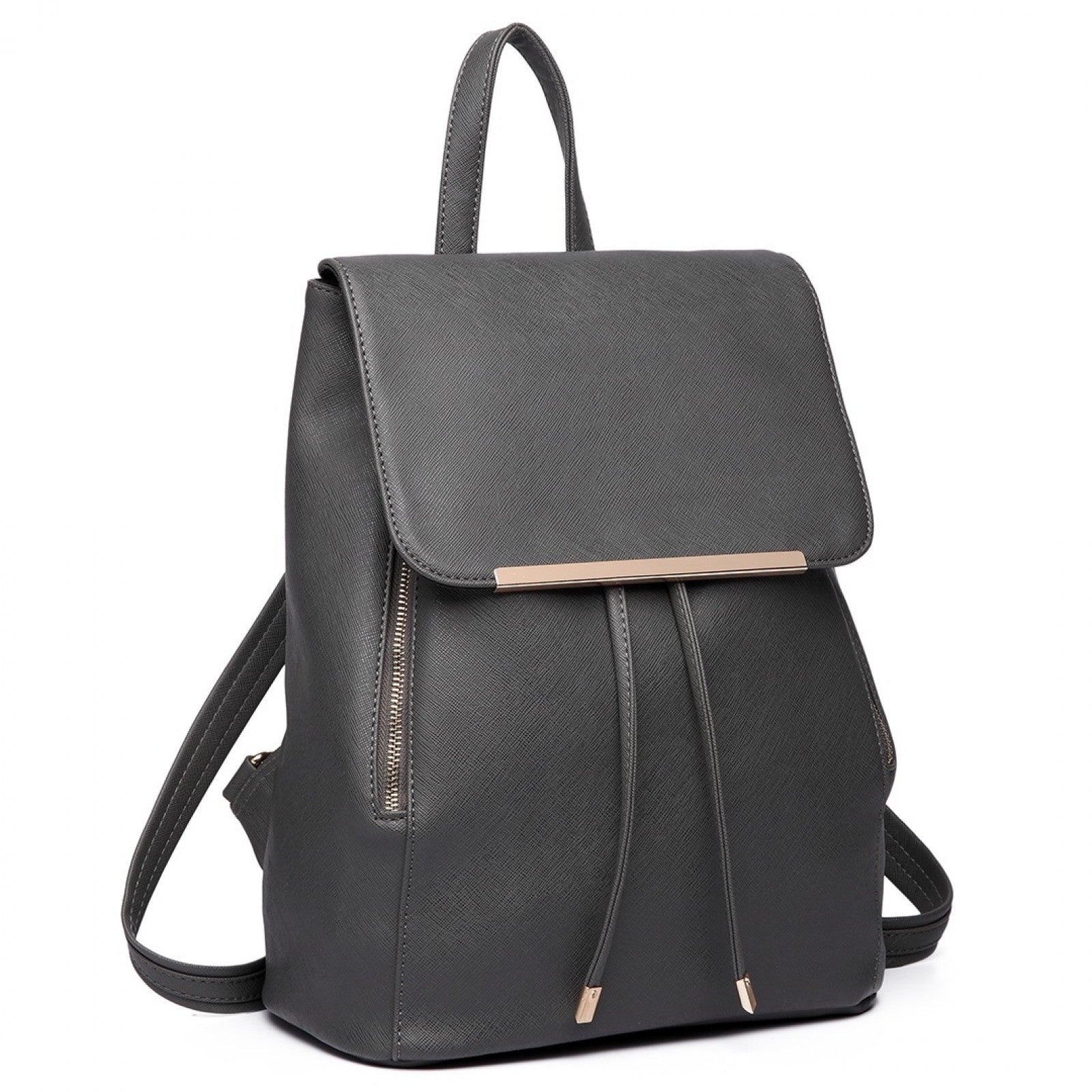 Miss Lulu Stylish Faux Leather Backpack Secure Daypack with Magnetic Snap Closure Fashionable PU Leather Travel Bag (BPM2427) - Black