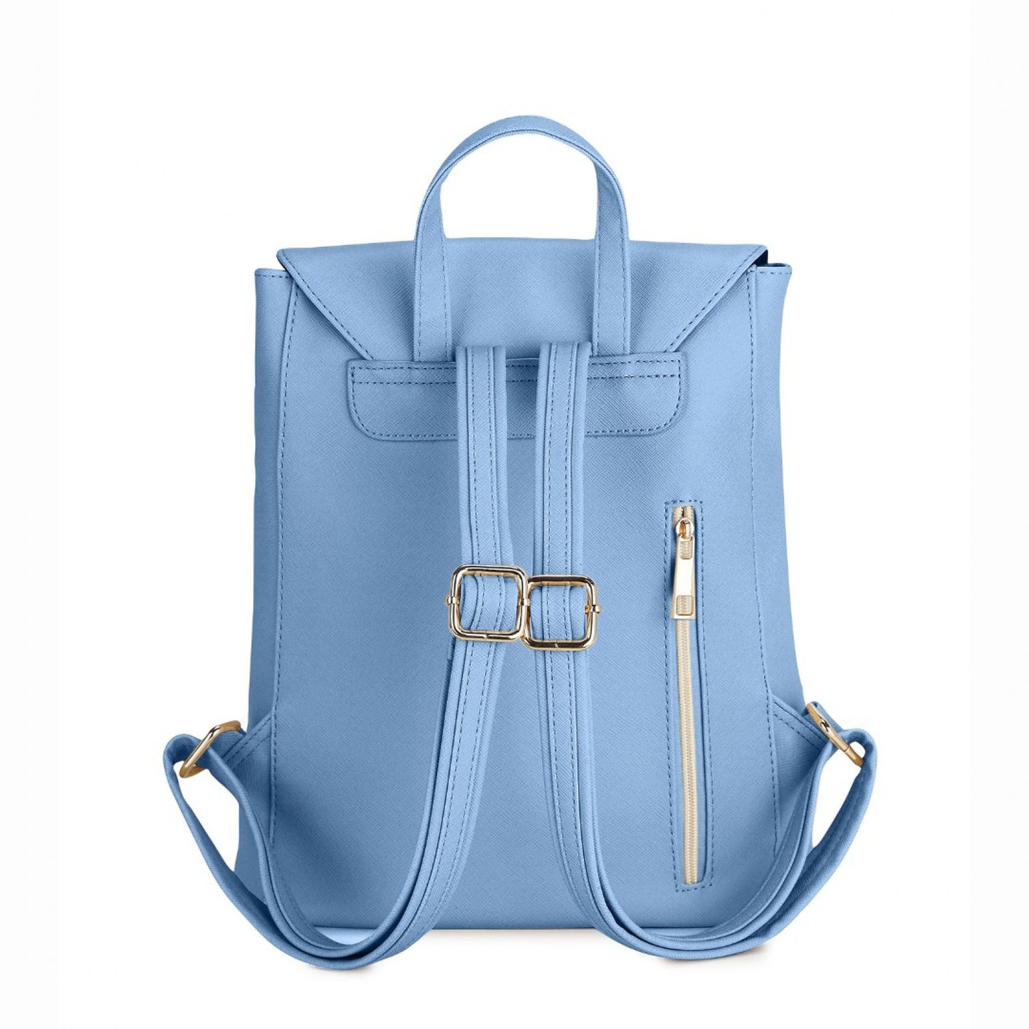 Miss Lulu Stylish Faux Leather Backpack Secure Daypack with Magnetic Snap Closure Fashionable PU Leather Travel Bag (BPM2427) - Light Blue