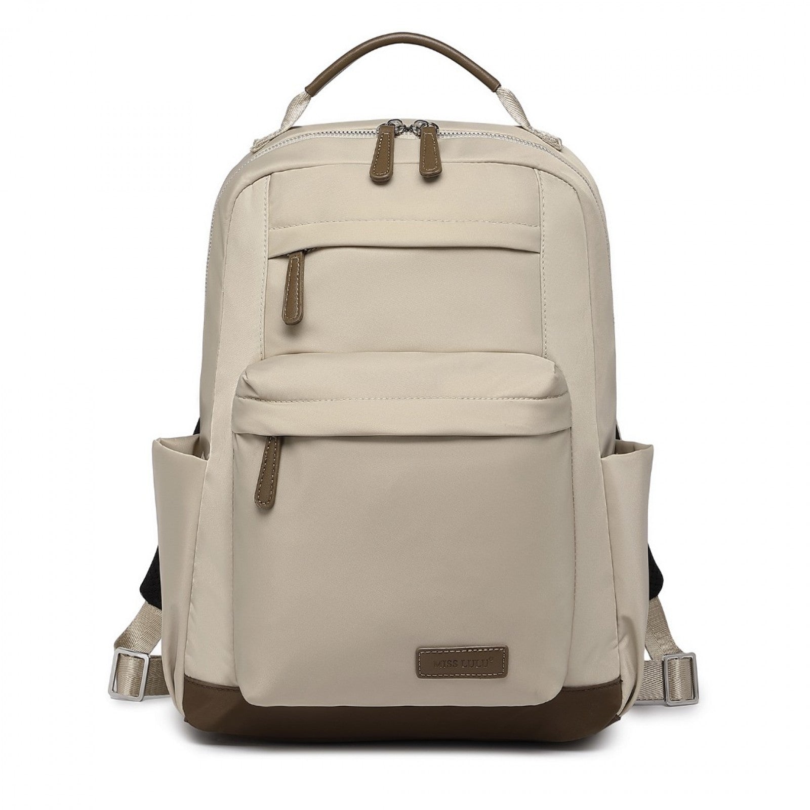 Miss Lulu Stylish Backpack with Laptop Sleeve and Multiple Pockets and Trolley Sleeve (BPM2431) - Beige & Brown