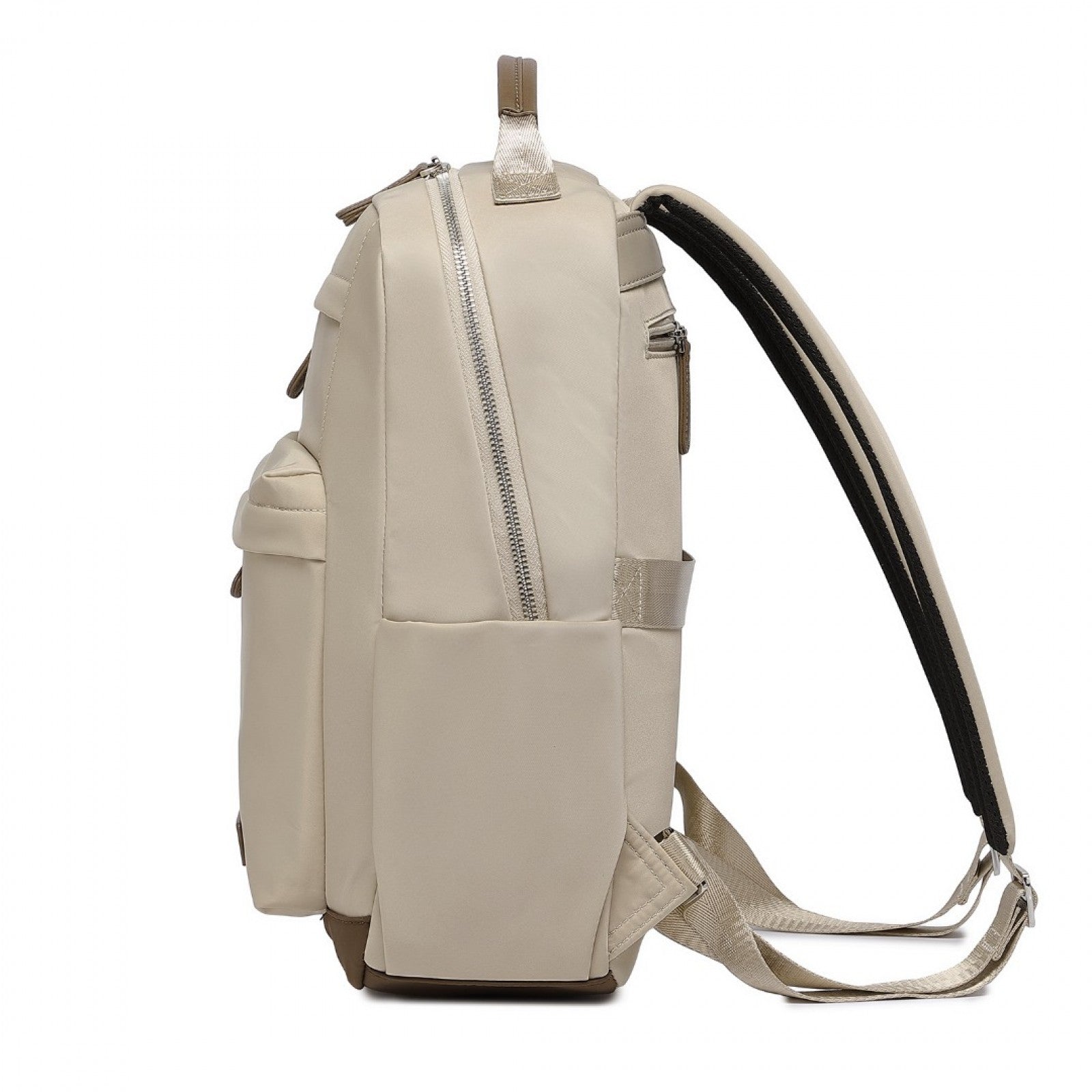 Miss Lulu Stylish Backpack with Laptop Sleeve and Multiple Pockets and Trolley Sleeve (BPM2431) - Beige & Brown
