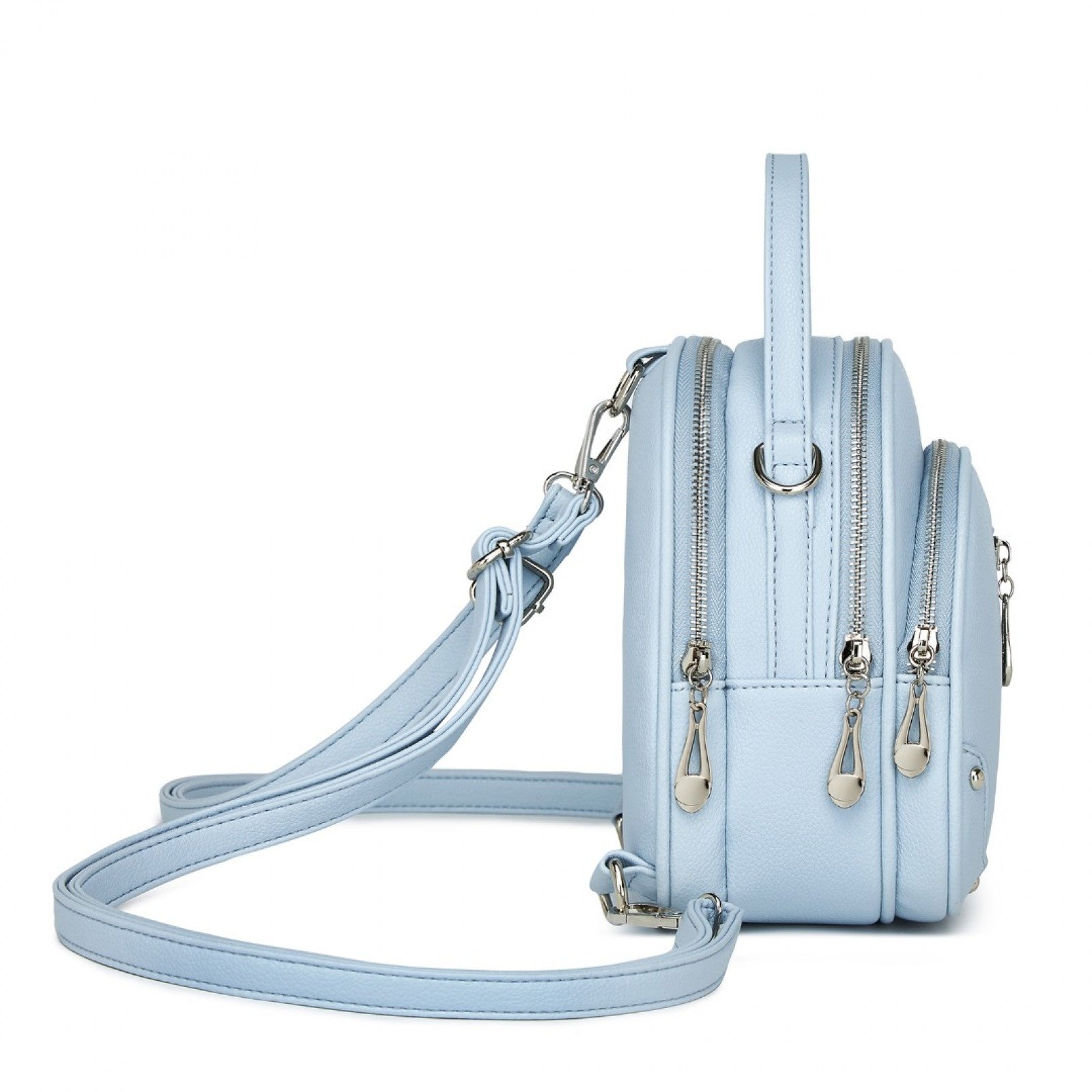Miss Lulu Convertible Mini Backpack for Women - PU Leather 3-in-1 Small Handbag, Crossbody Bag & Shoulder Backpack (BPM2450) - Blue