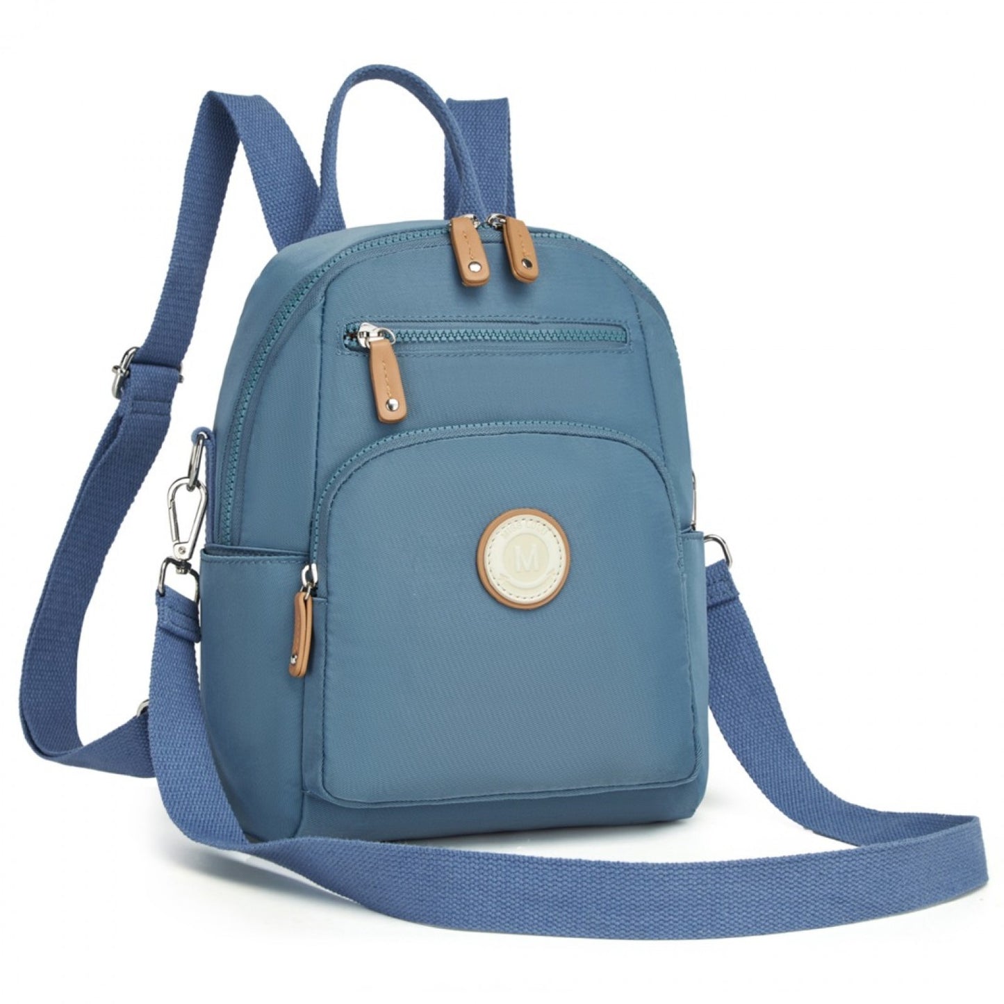 Miss Lulu 3-in-1 Convertible Backpack with Removable Long Strap – Wear as Backpack, Shoulder or Crossbody Bag (BPM2451) - Blue