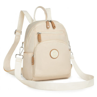 Miss Lulu 3-in-1 Convertible Backpack with Removable Long Strap – Wear as Backpack, Shoulder or Crossbody Bag (BPM2451) - Beige