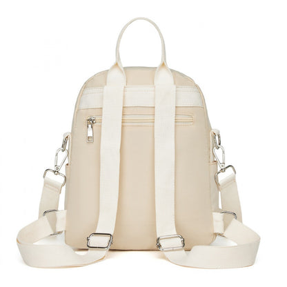 Miss Lulu 3-in-1 Convertible Backpack with Removable Long Strap – Wear as Backpack, Shoulder or Crossbody Bag (BPM2451) - Beige